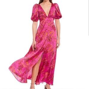 Sachin & Babi Arya Leaf Print Maxi Dress Pink Size 10